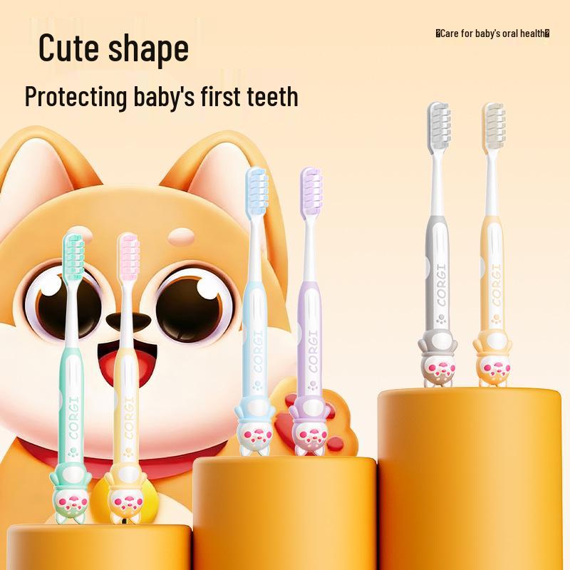 Dai Ke Fluoride Toothbrush Set for Kids 6-12 - Cute Cartoon Design, Soft Bristles, 6-Pack