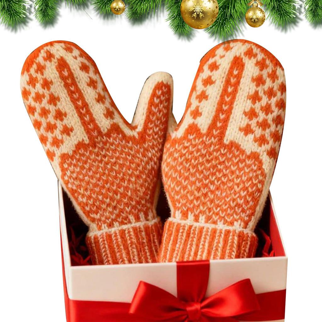 Orange Gloves For Women Winter  Warm Thermal Mittens Womens Gloves For Cold Weather For Dog Walking Hiking Sports Snow Running