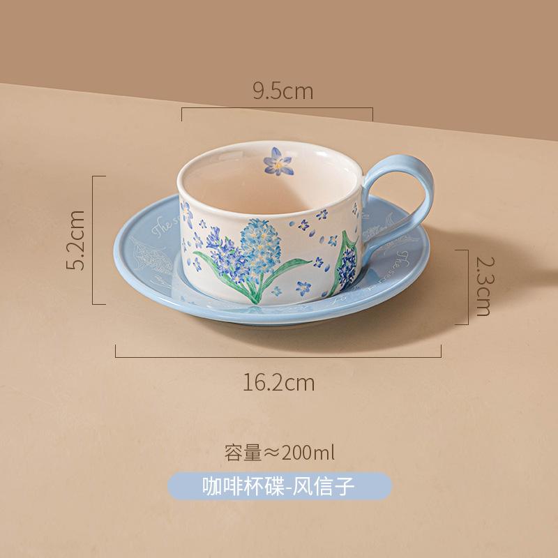 Modern Floral Ceramic Coffee Cup Set Home Office Afternoon Tea Suitable Breakfast Milk Oatmeal Cup Couple Mugs Home Decoration