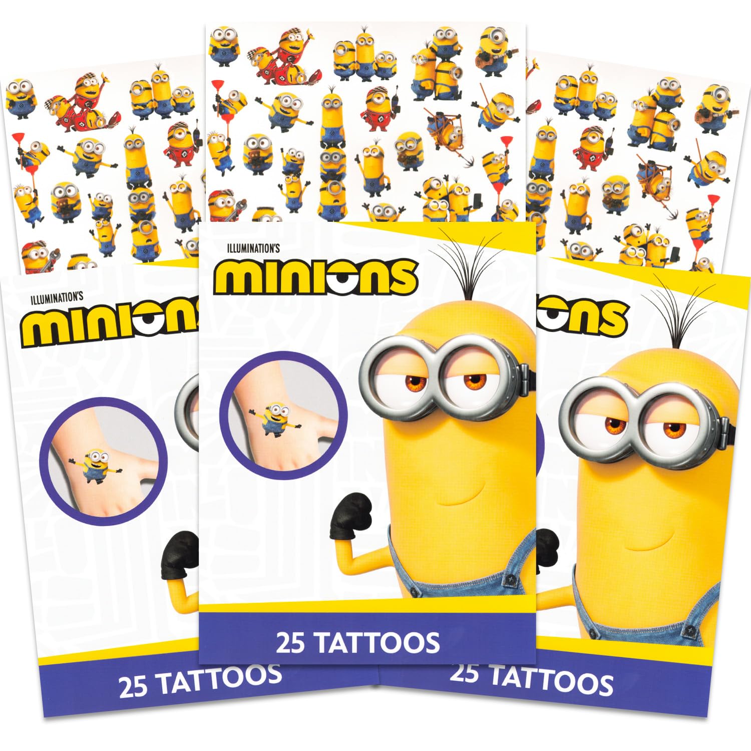 Наклейки Миньоны из мультфильма «Гадкий я» Набор для вечеринки - 75 шт. Временные наклейки Миньоны для детей, мальчиков и девочек (Товары для вечеринки Миньонов), Миньоны