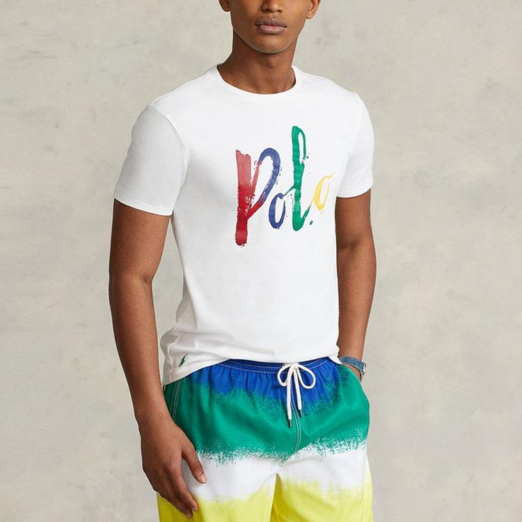Polo Ralph Lauren SS22 Solid Color Letter Print Crew Neck Short Sleeve T-Shirt Men Tops White MNPOTSH1N821226-100
