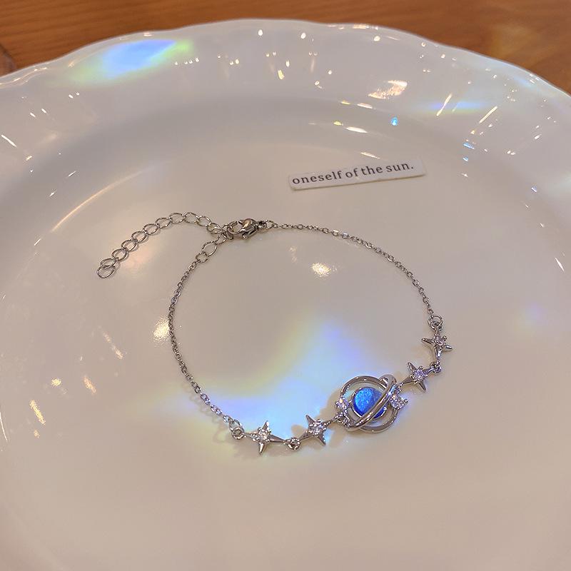 Korean Retro Pearl Titanium Steel Women's Bracelet - High-End Ins Style Beaded Bangle for Couples