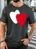 Unisex Double Overlap Hearts Love Graphic Cotton Short Sleeve Tee Crew Neck Soft Male Summer Casual Breathable Street Wear Top