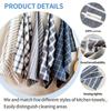 5pcs/set Blue Series Cotton Woven Kitchen Towel Set Absorbent Home Napkin Tea Cloth for Dish Drying Counter Cleaning