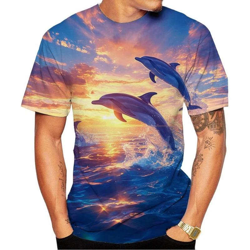 

Новая модная мужская и женская футболка с принтом дельфина в формате 3D HD, уличный стиль, унисекс, модная, забавная, Harajuku, детская футболка 5XL