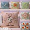 Cute Cartoon Flowers Fashion Art Cushion Cover Natural Linen Organic Fabric DoubleSided Printing Sofa Home Decor Pillow Case