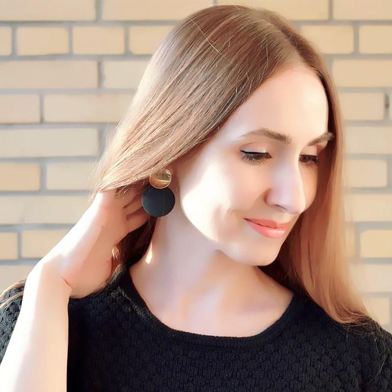 Vintage Trendy Golden Round Metal Statement Earrings for Women Geometry Jewelry Zinc Alloy Exaggerated Drop Earrin