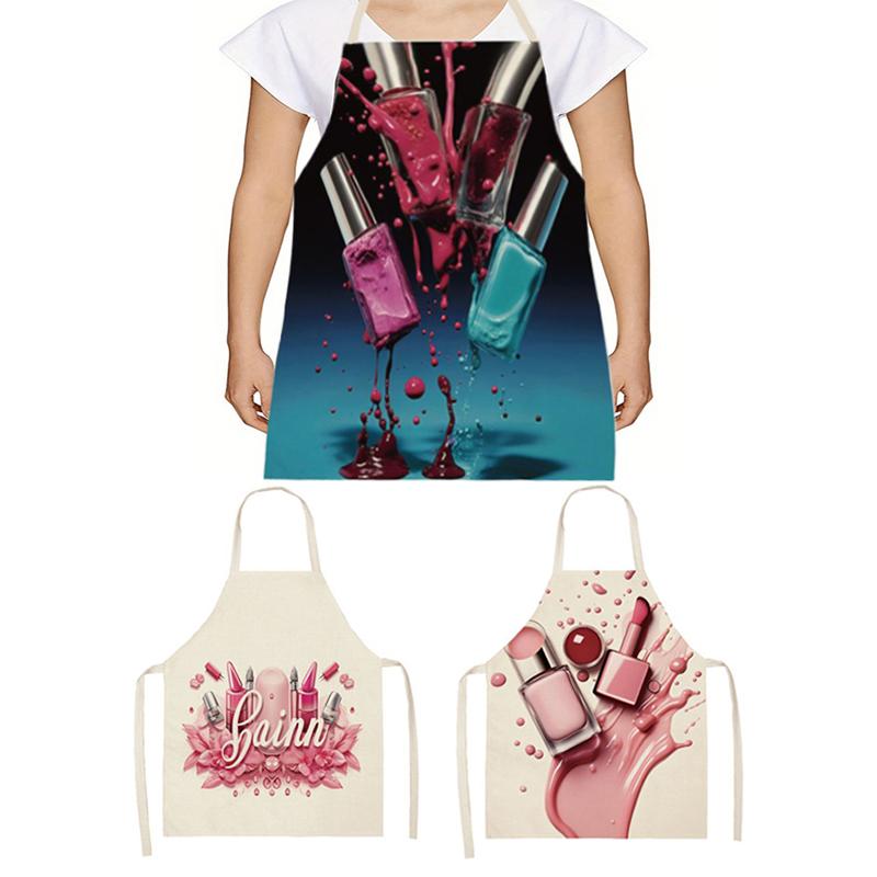 Nail Polish Printing Beauty Women Apron Household Nail Technician Manicurists Art Supplies Pinafore Home Salon Cosmetology Smock