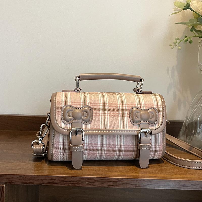 

Niche plaid bag women s new casual versatile messenger bag fashion handbag small square bag рожевий