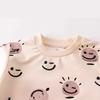 Autumn Cartoon Long-Sleeve Round Neck Sweatshirt for Girls - Casual Cotton Terry Kids' Top