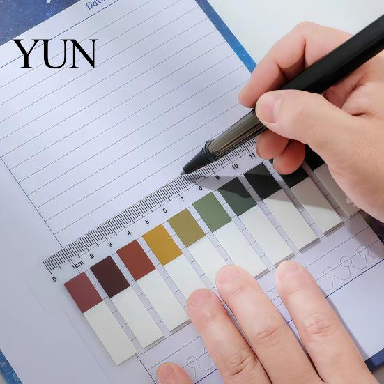 Book Annotation Tabs Index Sticker with Built-in Scale Ruler, Morandi Color Transparent Portable Ruler Set PET Page Markers, Compact Writable