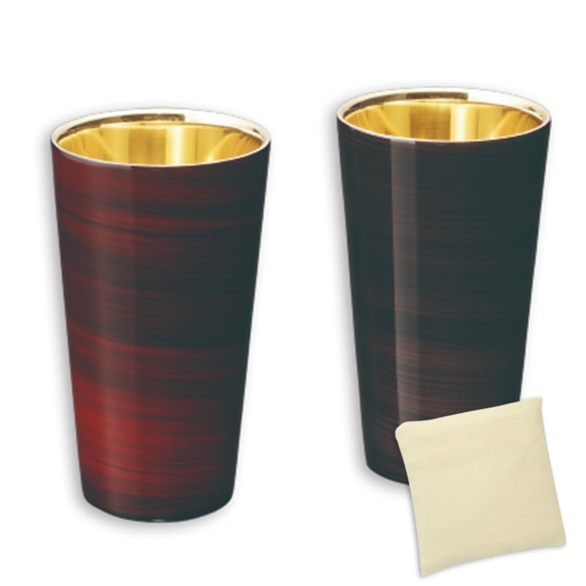 

Tsubame Yamanaka Lacquer Straight Glass Double Layer 2PC Lacquer x 300cc Eco Bag Made in Vietnam Lacquer Made in Japan J-kitchens-bag Akatsuki/Shikage