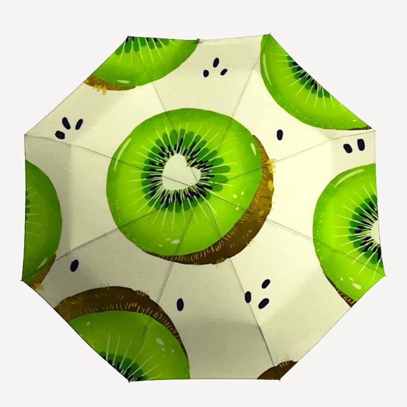 

1pc Kiwi Pattern Automatic Folding Umbrella - Compact 8-Rib Design, Durable Plastic & Iron, Daily Use Z1230069