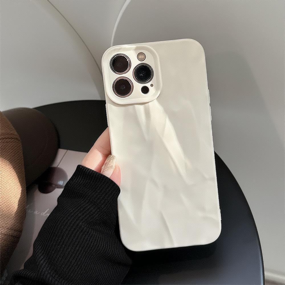 High-end Skin-wrinkled IPhone 15/16promax Phone Case Apple 14/13/12 Solid Color All-inclusive Soft Shell