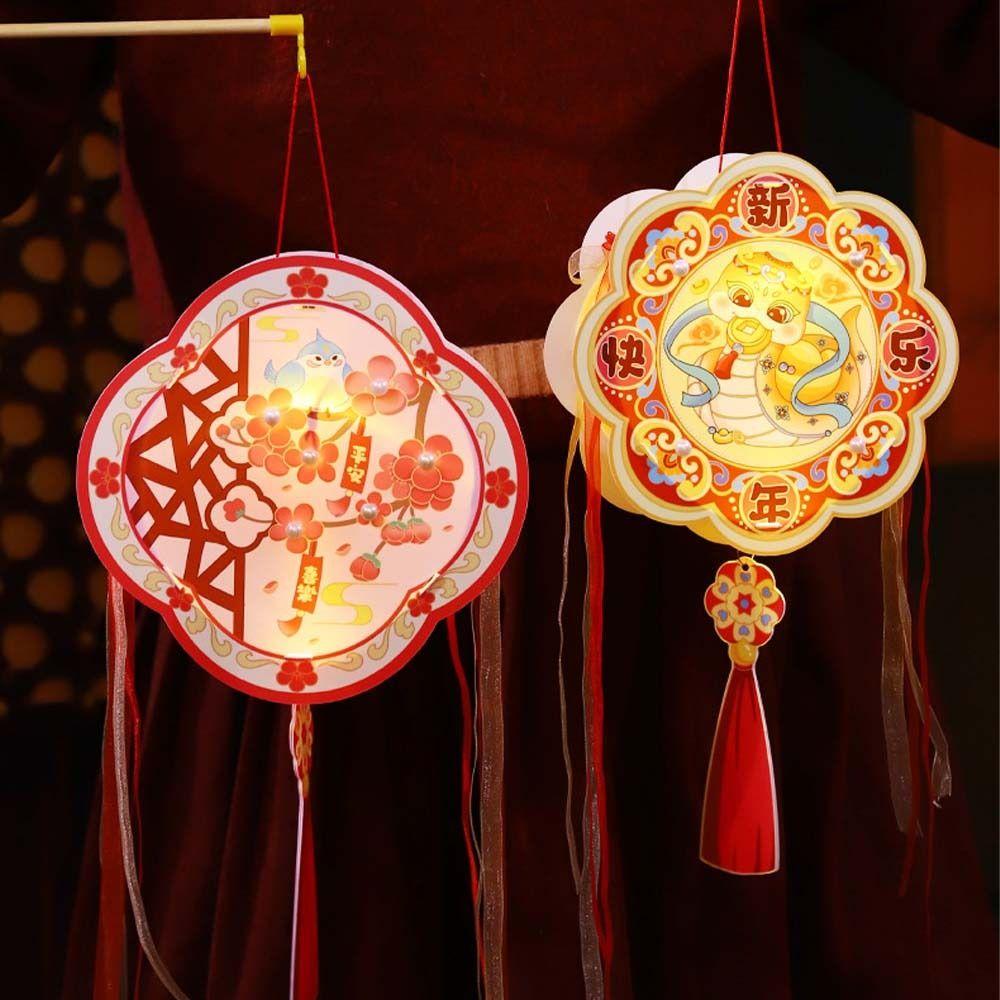 Traditional 2025 Snake Year Portable Lantern PVC Children Handheld Lantern  Mid-Autumn Festival
