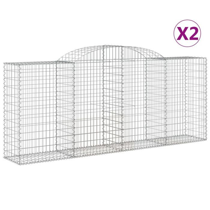 VidaXL Curved Gabion Baskets 2 Pcs 300x50x120/140 Cm Galvanized Iron, Gabion, Gabion Cage, Gabion Wall Basket, Wall 3146719