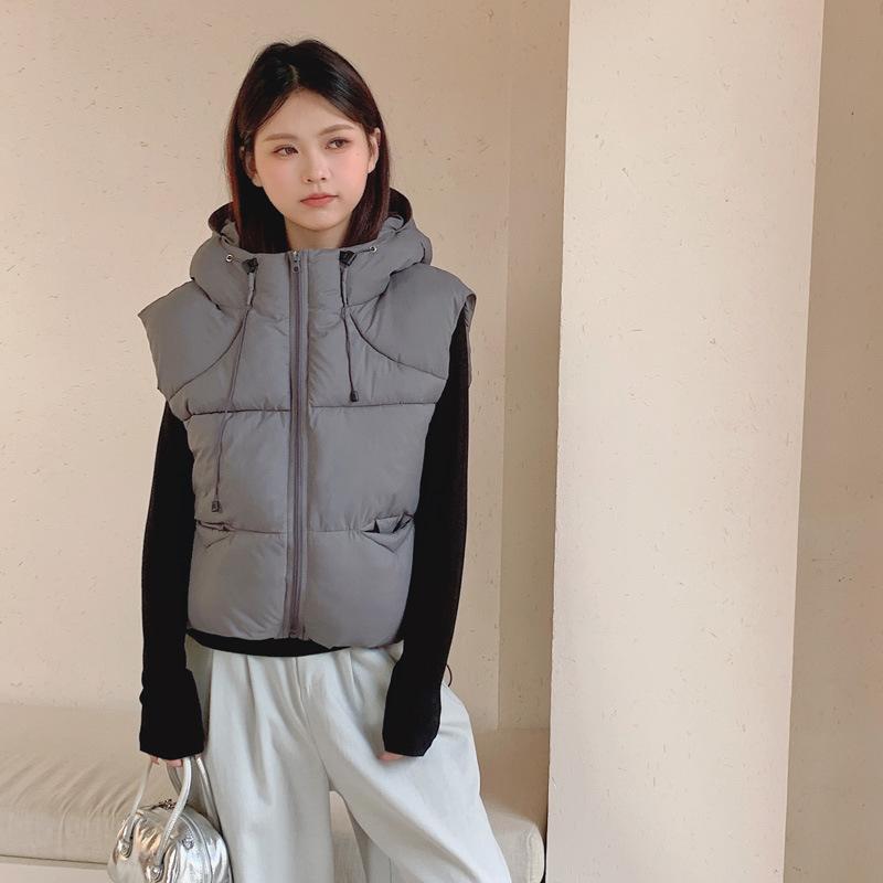 2025 autumn and winter new cotton vest women's Korean version loose stand-up collar loose girlfriend clothing cotton vest outer jacket