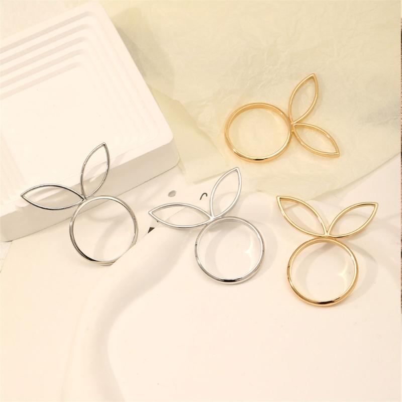 Pack of 6 Cute Napkin Rings Easters Ear Shape Napkin Holder Metal Napkin Jewelry Sophisticated Platings Accessorys