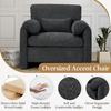 YODOLLA Armchair Sofa for Living Room, Large Single Sofa Padded Seat with Lumbar Pillow, Velvet Morden Accent Chairs, Black