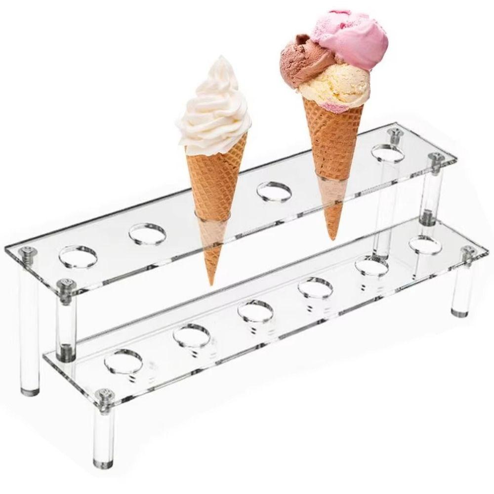 Double-Layer Clear Cones Display Holder 12 Holes Snack Storage Rack Christmas