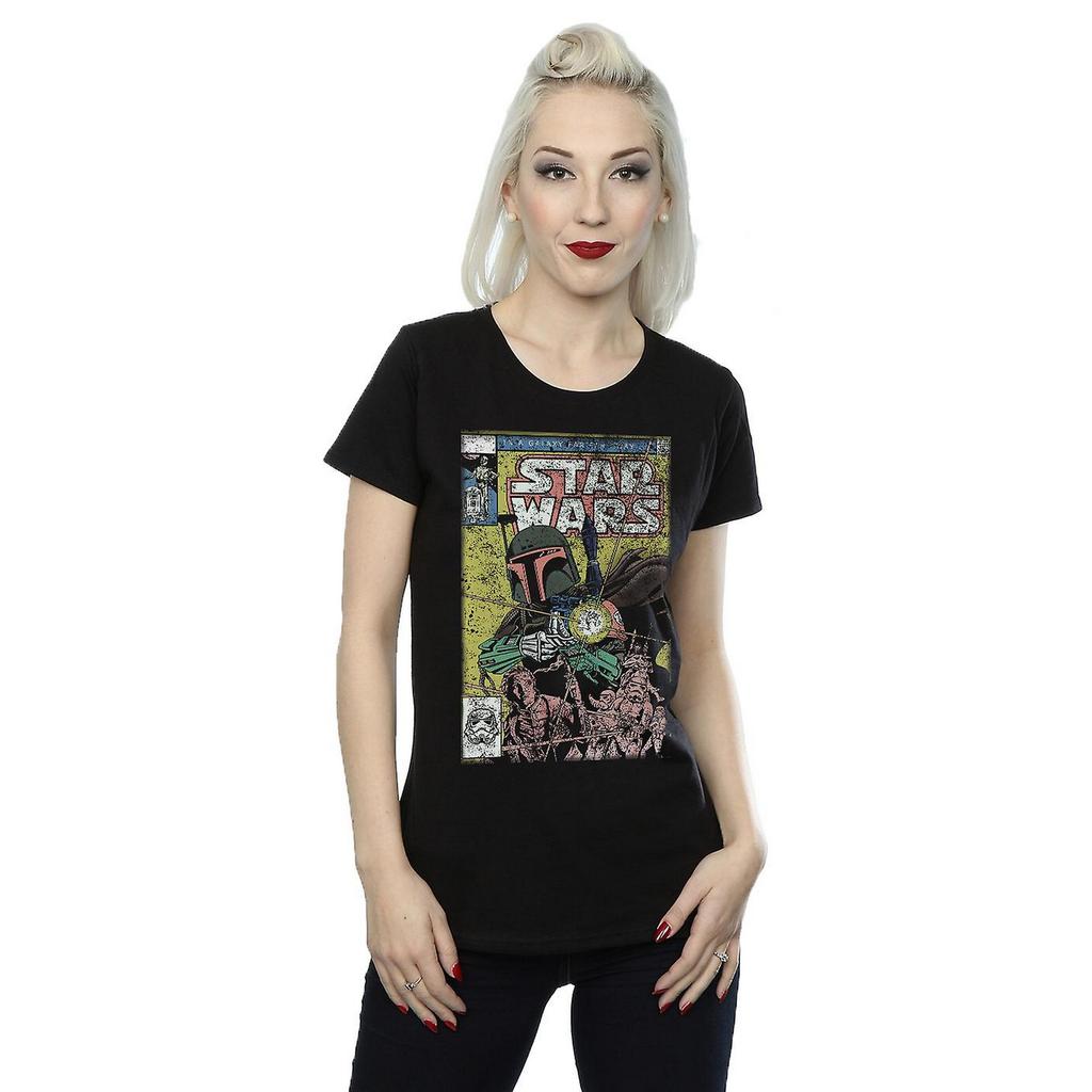 STAR WARS Womens/Ladies Boba Fett Comic Cotton T-Shirt