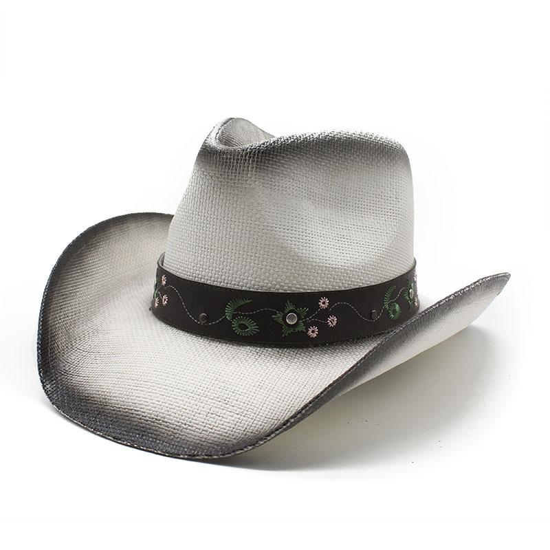 Exclusive For Men And Women Outdoor Western Denim Straw Hats Embroidered Curved Brim Denim Hats