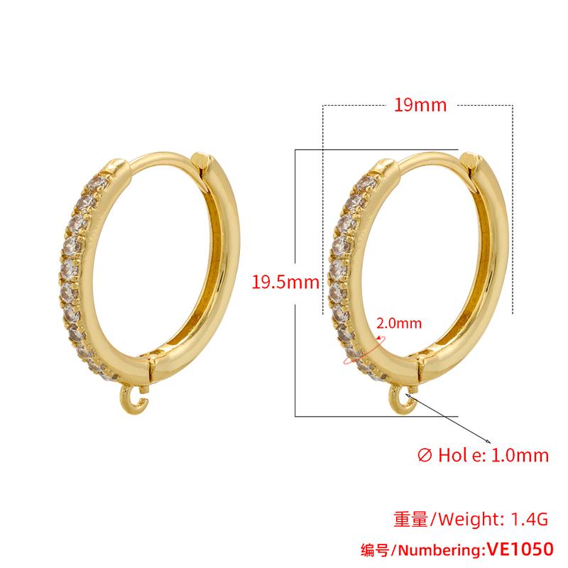 ZHUKOU Classic small hoop earring Cubic zirconia handmade DIY earring clasp hooks Jewelry materials accessories VE1051