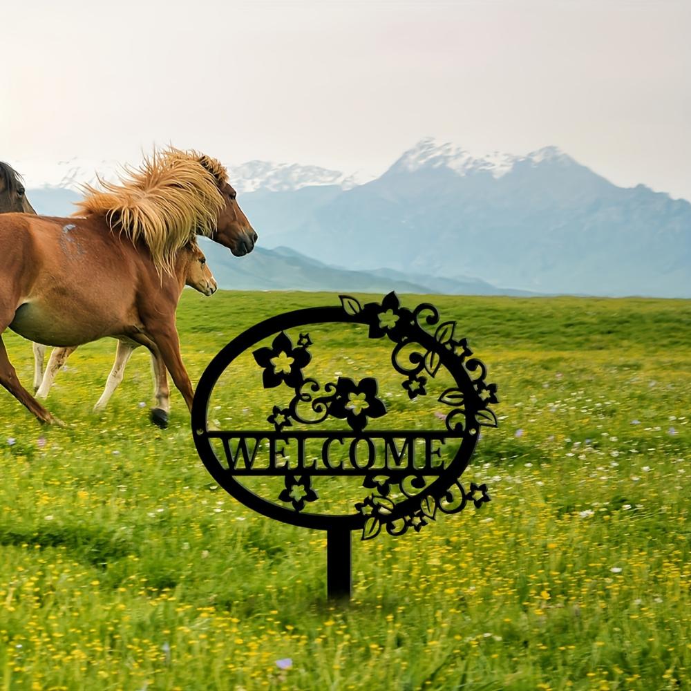 Rustic Metal Welcome Garden Stake Floral Yard Decoration Outdoor Plant Ground Stake for Thanksgiving