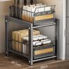 Kitchen Pull-out Basket Shelf Double Layer Spice Snack Bottle Can Cabinet Multi-level Shelf Under-sink Cabinet Layered Drawer