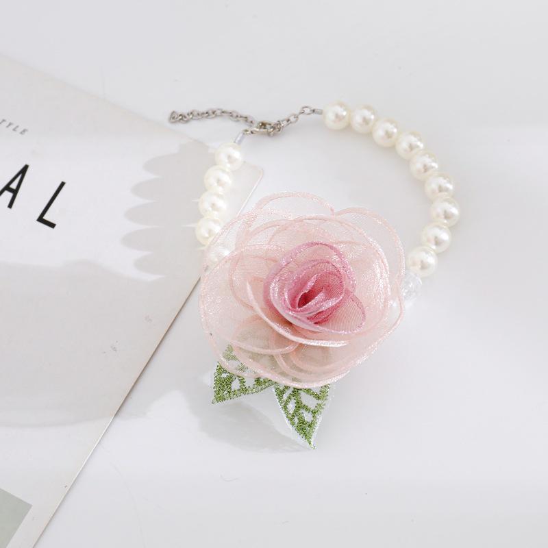 Pet Lace Pearl Collar: Plush Cat Necklace & Cute Dog Saliva Towel