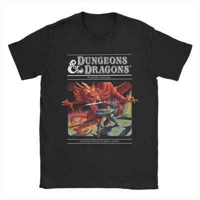 Męskie koszulki Dungeon Dragon DnD Śmieszne 100% Bawełna Krótki Rękaw T-shirt Okrągły Dekolt Ubrania Pomysł na Prezent
