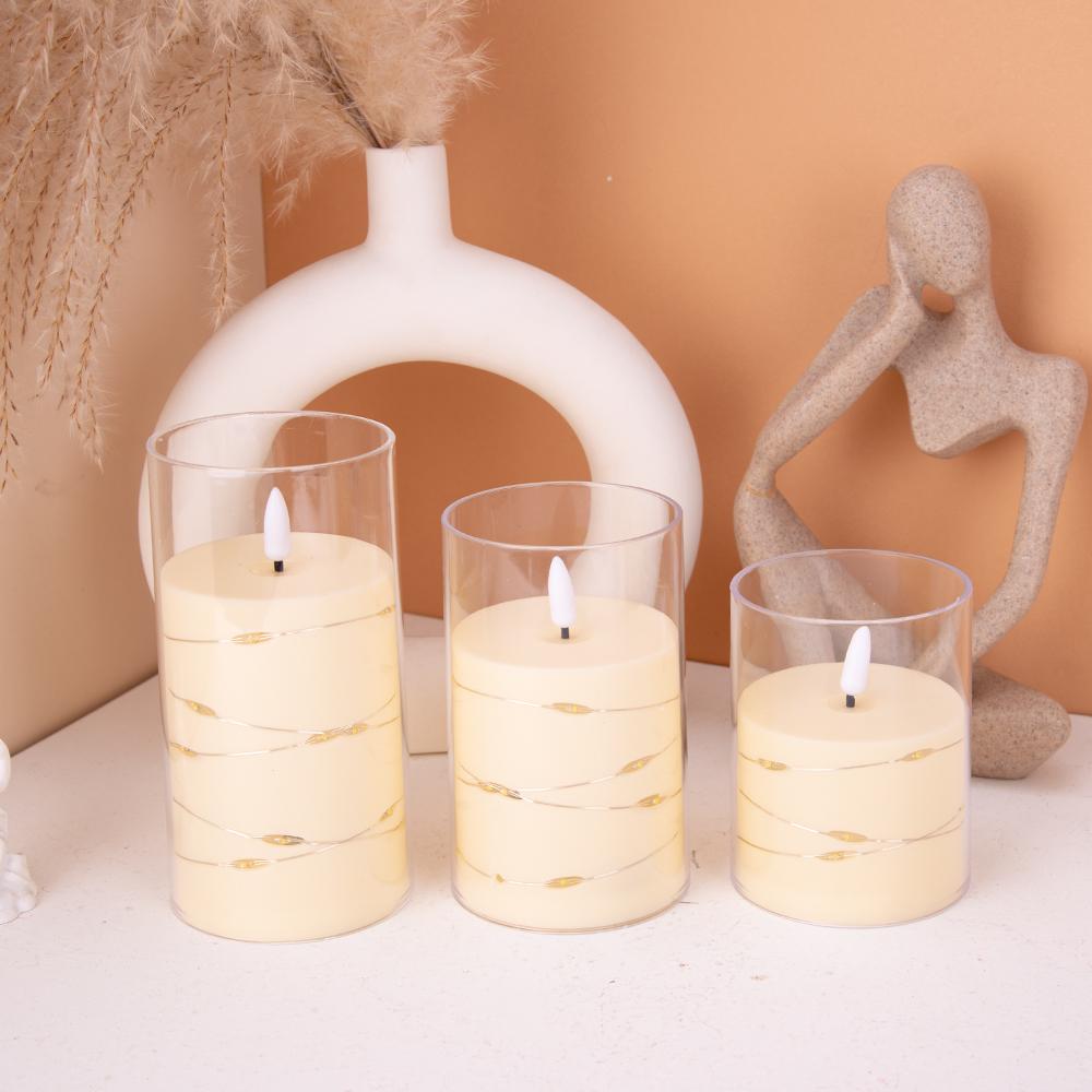 Glass-Covered LED Flameless Candles with Fairy Lights