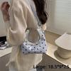 Polka Dot PU Leather Bag with Detachable Strap Lace Ruffled Handle Cute Bow Casual Purse for Daily Use