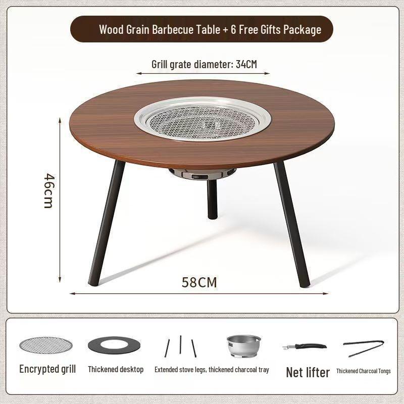 [34cm] Portable Outdoor Fire Pit and Charcoal Stove Table