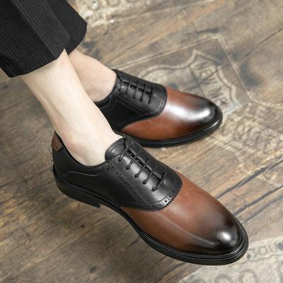 2024 British Style Brand Men's Casual Shoes Leather Men Business Oxford Shoes Roman Men Wedding Dress Club Brogue Shoes Handmade