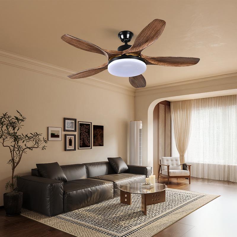 Retro Wood Grain Silent Ceiling Fan with Light for Dining, Bedroom, or Living Room