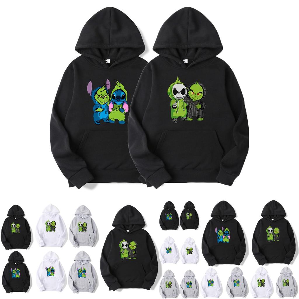 Cozy And Stylish Grinch Jack Skeleton Stich Hoodie For Christmas Celebration