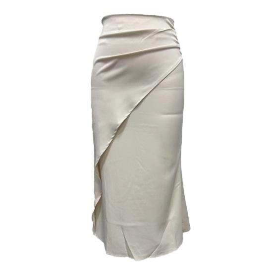 Dámská midi sukně s vysokým pasem, design rybího ocasu, sukně z imitace hedvábí, hladká saténová zeštíhlující pouzdrová sukně pro každodenní nošení