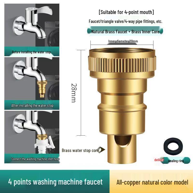 Gunmetal Anti-Fall Automatic Stop Valve Washing Machine Faucet Adapter