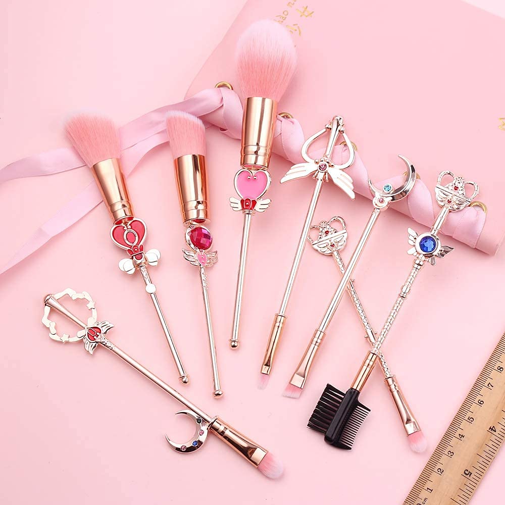 Makeup eye brush fiber makeup brush Sailor portable makeup tool set brushes, set, cute, 8-piece set, bristles, set, popular, Moon, set, brush, 8-piece