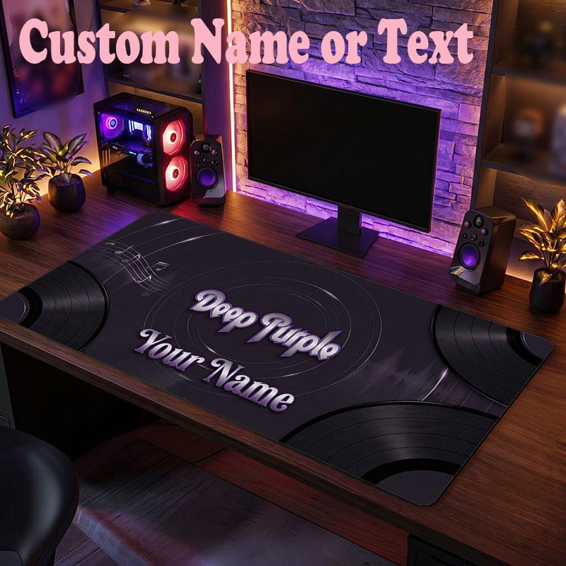 Deep Purple Customized Name Text Mouse Pad, Large Desk Mouse Mat Personalized Home Office Present