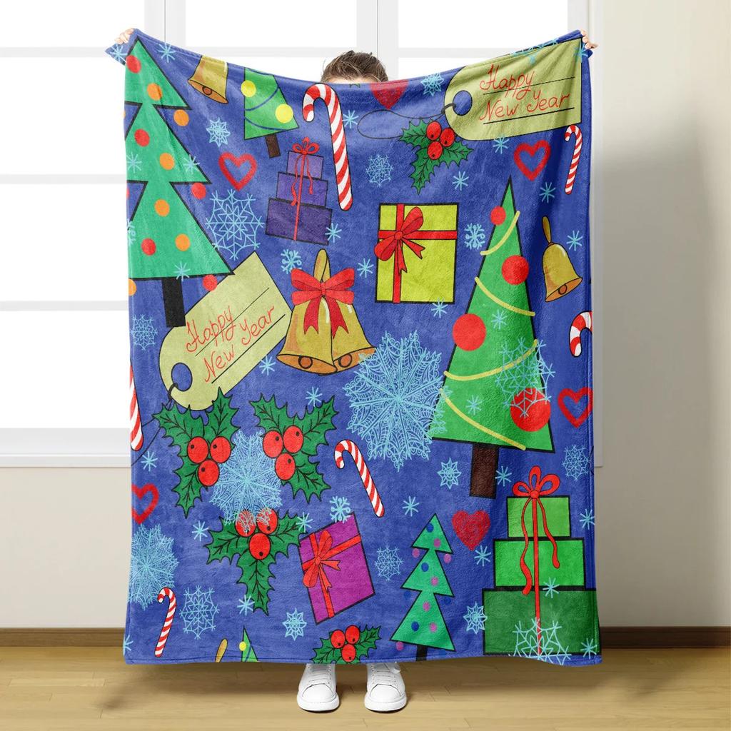 Christmas Flannel Winter Blanket Warm Comfortable Universal Knee Blanket Cover Multifunctional Decorative Blankets Decor Home