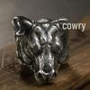 Yintai Feifei Zodiac Ox Silver Ring - Bold Bull Head for Men, Year of the Ox Finger Jewelry