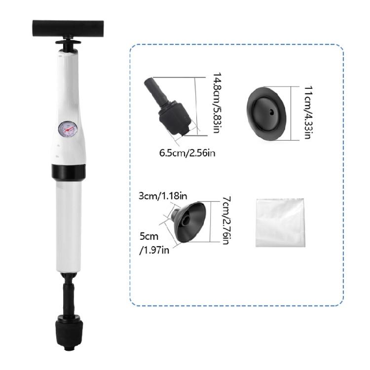 Adjustable Air Pressure Pipe Unclogger 3/5 Attachments For Toilet Sink Shower Drain Maintenance