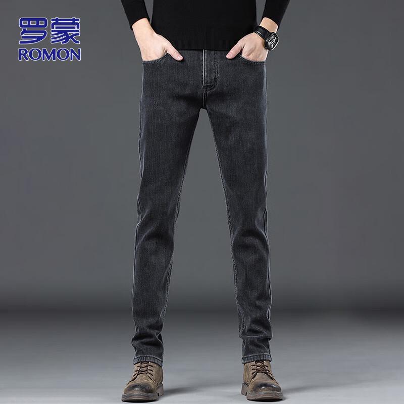 ROMON Men's Straight Slim-fit Casual Jeans