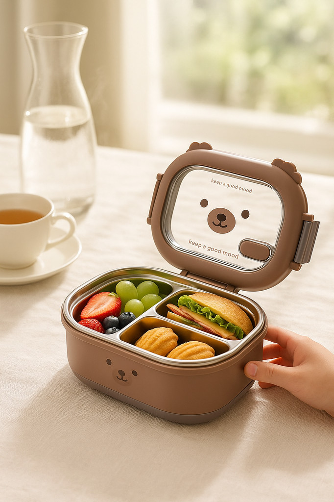 Dětský Bento Box Opakovaně použitelný potravinářský velkokapacitní přihrádkový box Plnitelný vodou Tepelná izolace z nerezové oceli