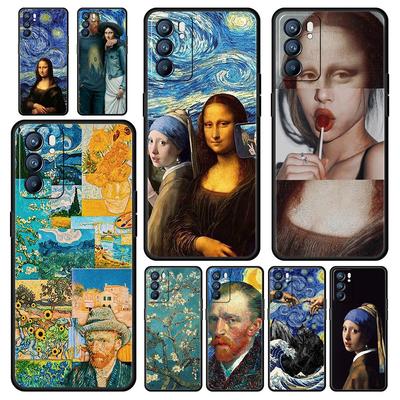 Mona Lisa Van Gogh Olieverf Kunst Telefoonhoesje Voor Oppo A54 A53 A52 A9 2020 A15 A95 A16 A76 A74 A12 Find X5 SE Reno6 Pro Plus 5G Cover