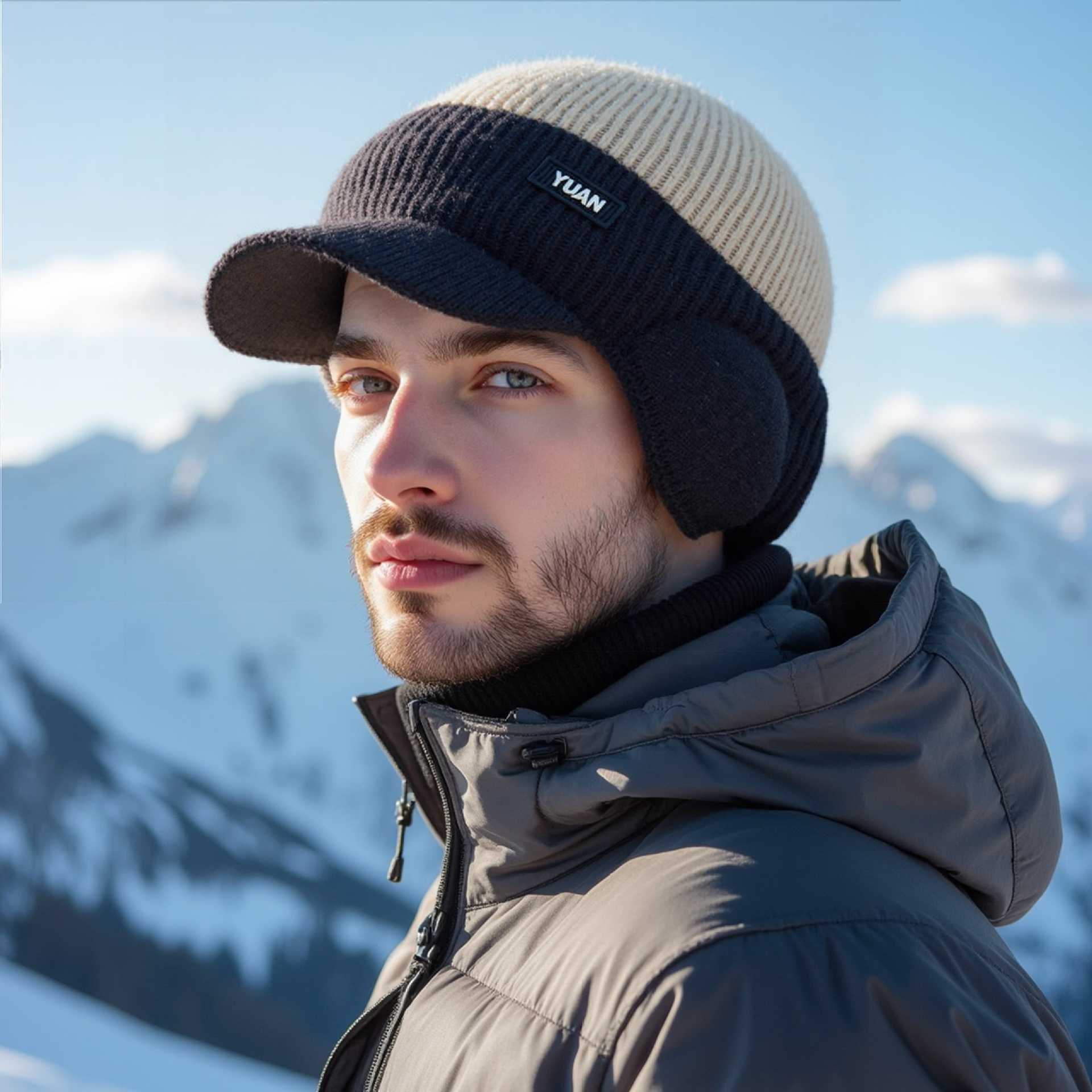 

Winter Men s Hat With Thick Velvet Insulation And Warm Woolen Hat One Size хакі