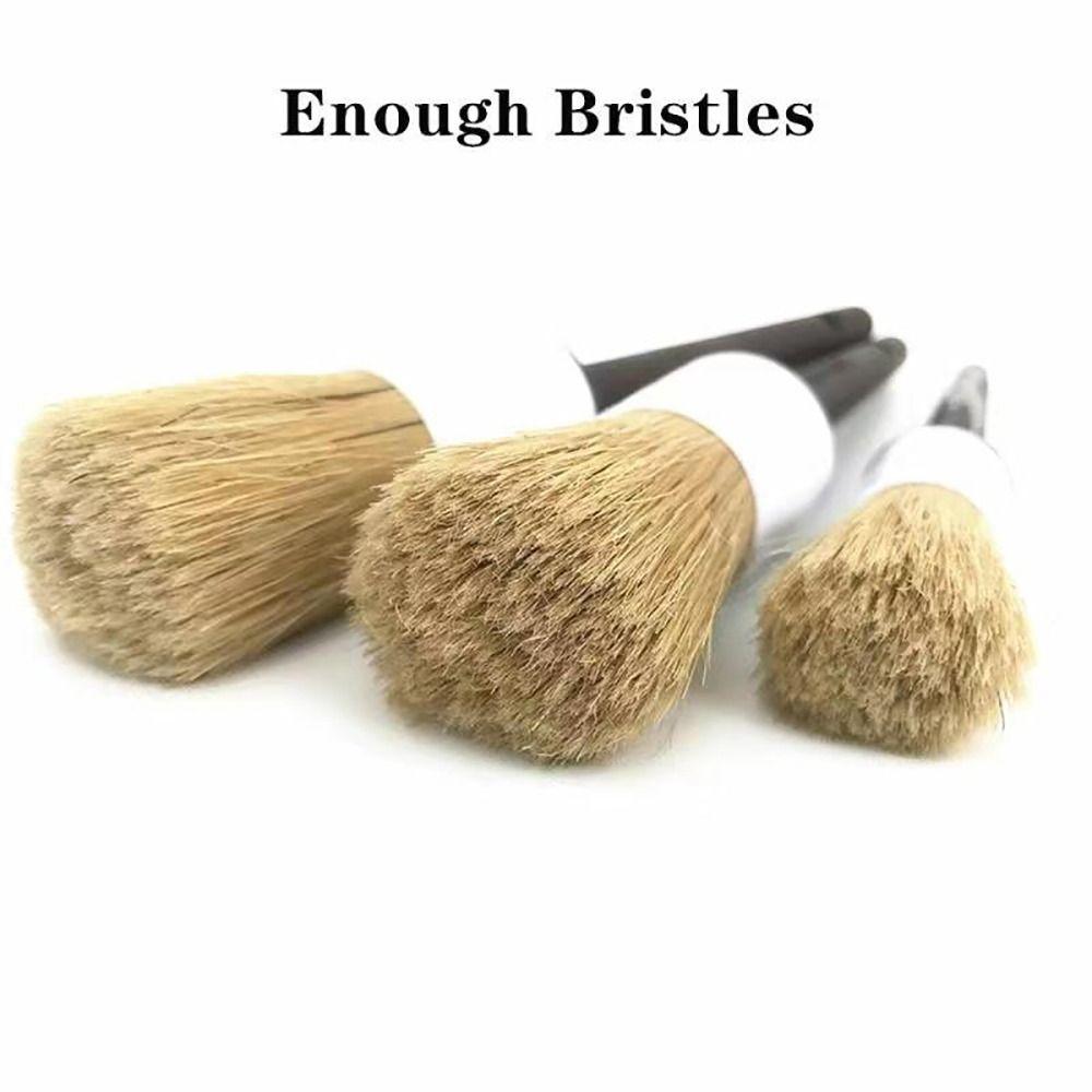 3Pcs/Set Boar Hair Car Wash Brush Exterior Interior Detail Bristle Brushes  Auto Detail Tools