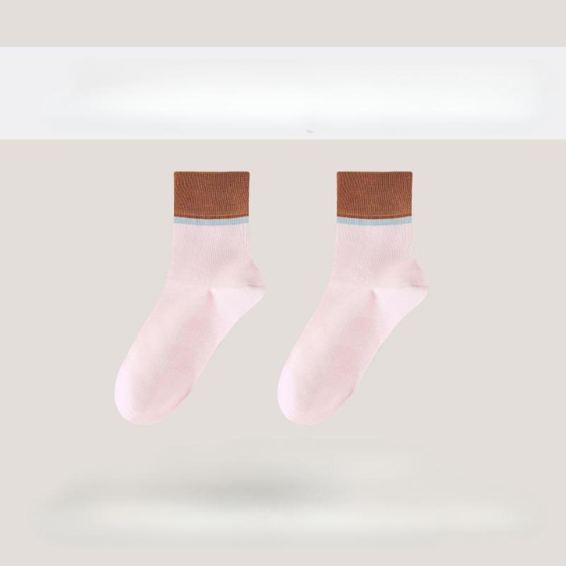 Female Spring and Summer New Simple Leisure Cotton Anti Bacterial Anti Odor Sweat Breathable Tube Socks